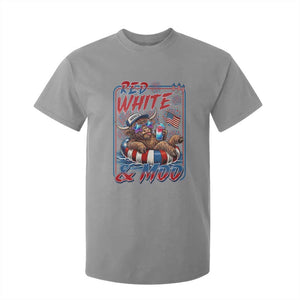 Funny Highland Cow Pool Party 4th Of July T Shirt For Kid Red White And Moo