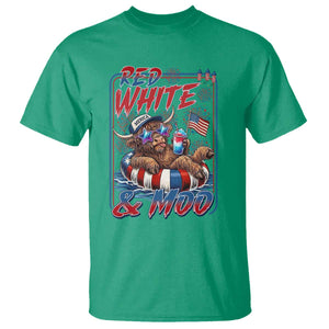 Funny Highland Cow Pool Party 4th Of July T Shirt Red White And Moo