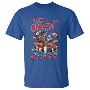 Funny Highland Cow Pool Party 4th Of July T Shirt Red White And Moo