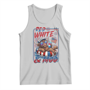 Funny Highland Cow Pool Party 4th Of July Tank Top Red White And Moo