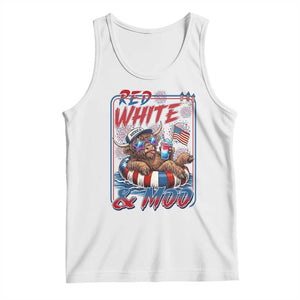 Funny Highland Cow Pool Party 4th Of July Tank Top Red White And Moo