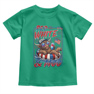 Funny Highland Cow Pool Party 4th Of July Toddler T Shirt Red White And Moo