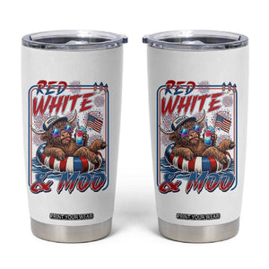 Funny Highland Cow Pool Party 4th Of July Tumbler Cup Red White And Moo
