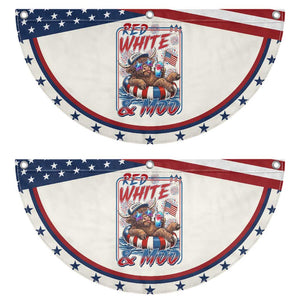 Funny Highland Cow Pool Party 4th Of July Patriotic Fan Flag Red White And Moo