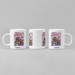 Funny Highland Cow Pool Party 4th Of July Coffee Mug Red White And Moo