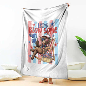 Funny Patriotic Highland Cow Throw Blanket 4th Of July Fireworks Celebration