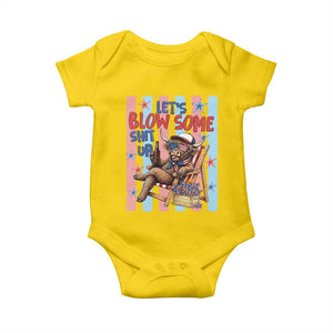 Funny Patriotic Highland Cow Baby Onesie 4th Of July Fireworks Celebration