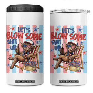 Funny Patriotic Highland Cow 4 in 1 Can Cooler Tumbler 4th Of July Fireworks Celebration