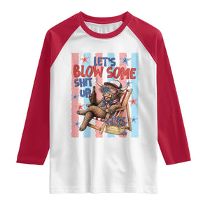Funny Patriotic Highland Cow Raglan Shirt 4th Of July Fireworks Celebration