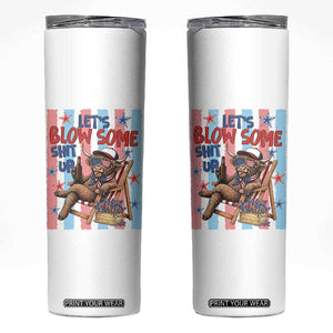 Funny Patriotic Highland Cow Skinny Tumbler 4th Of July Fireworks Celebration
