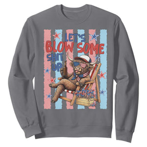 Funny Patriotic Highland Cow Sweatshirt 4th Of July Fireworks Celebration