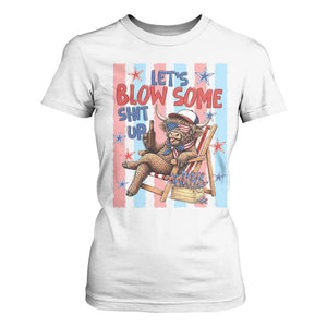 Funny Patriotic Highland Cow T Shirt For Women 4th Of July Fireworks Celebration