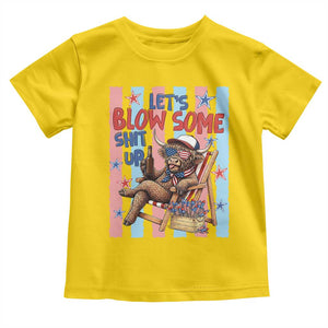 Funny Patriotic Highland Cow Toddler T Shirt 4th Of July Fireworks Celebration