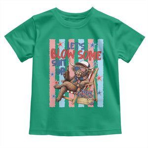 Funny Patriotic Highland Cow Toddler T Shirt 4th Of July Fireworks Celebration