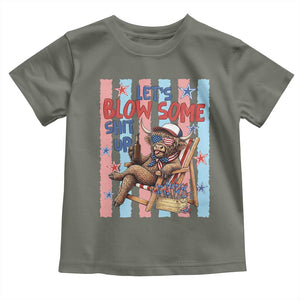 Funny Patriotic Highland Cow Toddler T Shirt 4th Of July Fireworks Celebration