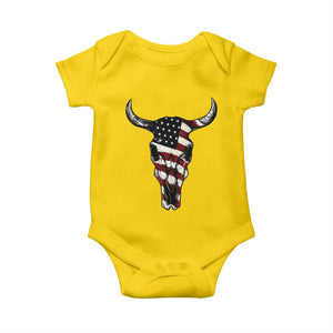 Vintage Western Cow Skull Usa Flag Baby Onesie Patriotic American Pride