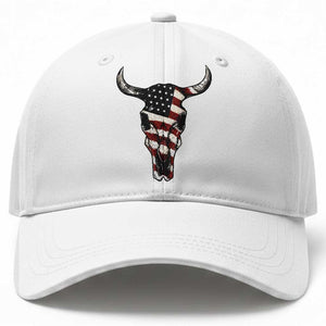 Vintage Western Cow Skull Usa Flag Baseball Cap Patriotic American Pride