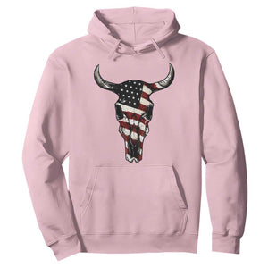 Vintage Western Cow Skull Usa Flag Hoodie Patriotic American Pride