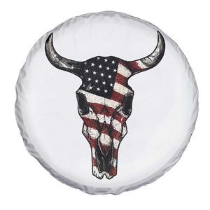 Vintage Western Cow Skull Usa Flag Spare Tire Cover Patriotic American Pride
