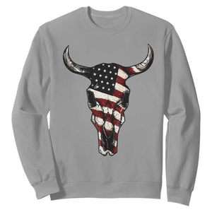 Vintage Western Cow Skull Usa Flag Sweatshirt Patriotic American Pride
