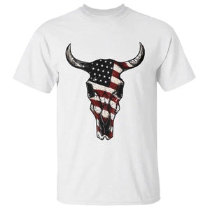 Vintage Western Cow Skull Usa Flag T Shirt Patriotic American Pride