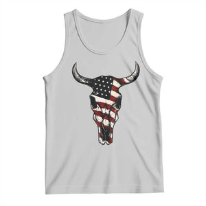 Vintage Western Cow Skull Usa Flag Tank Top Patriotic American Pride