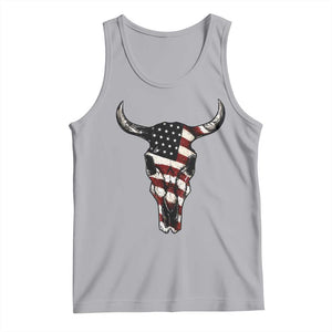Vintage Western Cow Skull Usa Flag Tank Top Patriotic American Pride