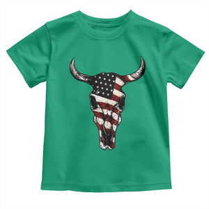 Vintage Western Cow Skull Usa Flag Toddler T Shirt Patriotic American Pride