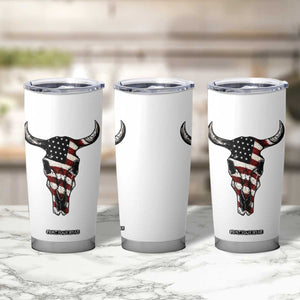 Vintage Western Cow Skull Usa Flag Tumbler Cup Patriotic American Pride