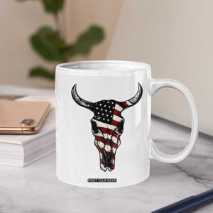 Vintage Western Cow Skull Usa Flag Coffee Mug Patriotic American Pride TS12 Print Your Wear