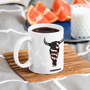 Vintage Western Cow Skull Usa Flag Coffee Mug Patriotic American Pride TS12 Print Your Wear