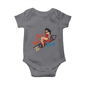 Funny Patriotic Pin Up Girl Firework USA Gift Baby Onesie Just Here To Bang