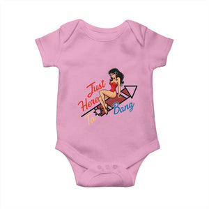 Funny Patriotic Pin Up Girl Firework USA Gift Baby Onesie Just Here To Bang