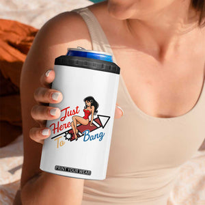 Funny Patriotic Pin Up Girl Firework USA Gift 4 in 1 Can Cooler Tumbler Just Here To Bang