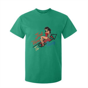 Funny Patriotic Pin Up Girl Firework USA Gift T Shirt For Kid Just Here To Bang