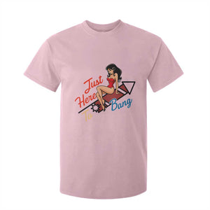 Funny Patriotic Pin Up Girl Firework USA Gift T Shirt For Kid Just Here To Bang