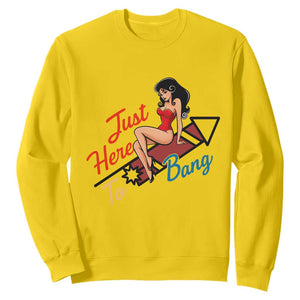 Funny Patriotic Pin Up Girl Firework USA Gift Sweatshirt Just Here To Bang TS12 Daisy Print Your Wear