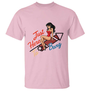 Funny Patriotic Pin Up Girl Firework USA Gift T Shirt Just Here To Bang