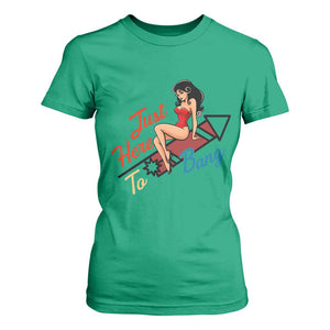 Funny Patriotic Pin Up Girl Firework USA Gift T Shirt For Women Just Here To Bang
