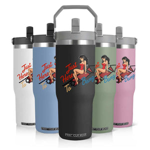 Funny Patriotic Pin Up Girl Firework USA Gift Flip Straw Tumbler Just Here To Bang