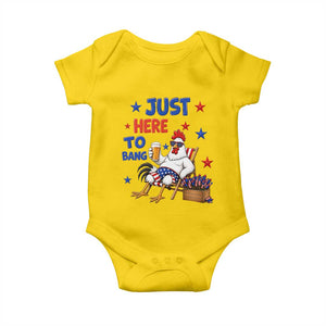 Funny Chicken 4th Of July Celebration Baby Onesie Just Here To Bang