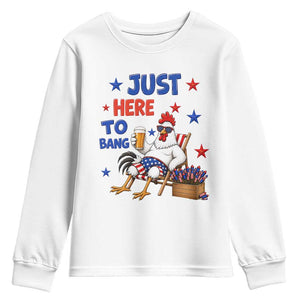 Funny Chicken 4th Of July Celebration Youth Sweatshirt Just Here To Bang