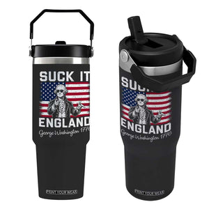 Funny 4th Of July George Washington Flip Straw Tumbler Suck It England