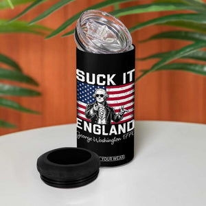 Funny 4th Of July George Washington 4 in 1 Can Cooler Tumbler Suck It England