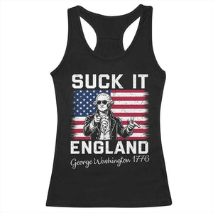 Funny 4th Of July George Washington Racerback Tank Top Suck It England