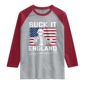 Funny 4th Of July George Washington Raglan Shirt Suck It England TS12 Heather Gray Heather Red Print Your Wear
