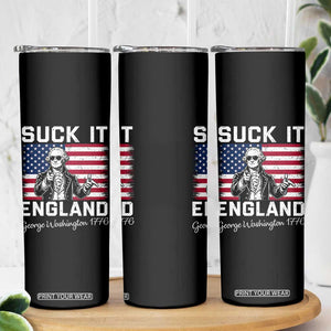 Funny 4th Of July George Washington Skinny Tumbler Suck It England