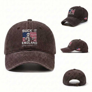 Funny 4th Of July George Washington Washed Cotton Baseball Cap Suck It England