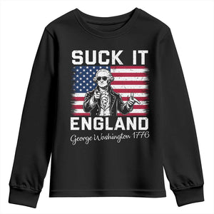 Funny 4th Of July George Washington Youth Sweatshirt Suck It England TS12 Black Print Your Wear