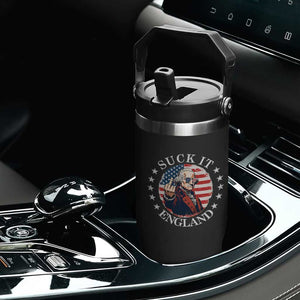 Funny George Washington Revolutionary War Flip Straw Tumbler Suck It England